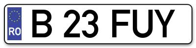 Placuta inmatriculare numar auto  B-23-FUY, B 23 FUY, B23FUY