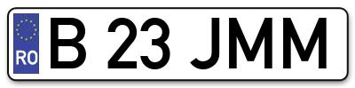 Placuta inmatriculare numar auto  B-23-JMM, B 23 JMM, B23JMM