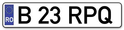 Placuta inmatriculare numar auto  B-23-RPQ, B 23 RPQ, B23RPQ