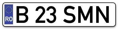 Placuta inmatriculare numar auto  B-23-SMN, B 23 SMN, B23SMN