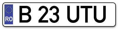 Placuta inmatriculare numar auto  B-23-UTU, B 23 UTU, B23UTU