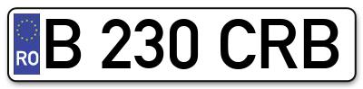 Placuta inmatriculare numar auto  B-230-CRB, B 230 CRB, B230CRB
