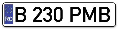 Placuta inmatriculare numar auto  B-230-PMB, B 230 PMB, B230PMB