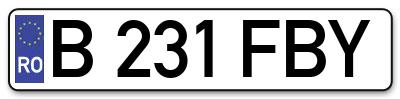 Placuta inmatriculare numar auto  B-231-FBY, B 231 FBY, B231FBY