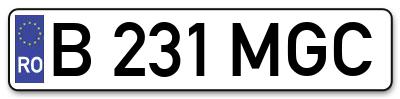 Placuta inmatriculare numar auto  B-231-MGC, B 231 MGC, B231MGC