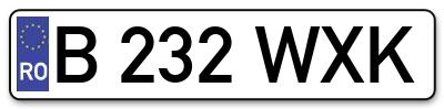 Placuta inmatriculare numar auto  B-232-WXK, B 232 WXK, B232WXK