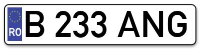 Placuta inmatriculare numar auto  B-233-ANG, B 233 ANG, B233ANG