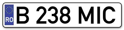 Placuta inmatriculare numar auto  B-238-MIC, B 238 MIC, B238MIC