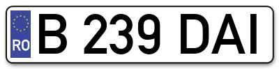 Placuta inmatriculare numar auto  B-239-DAI, B 239 DAI, B239DAI