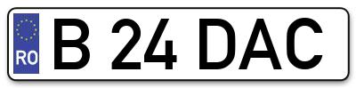 Placuta inmatriculare numar auto  B-24-DAC, B 24 DAC, B24DAC