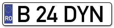 Placuta inmatriculare numar auto  B-24-DYN, B 24 DYN, B24DYN
