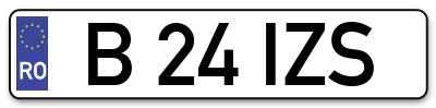 Placuta inmatriculare numar auto  B-24-IZS, B 24 IZS, B24IZS