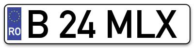 Placuta inmatriculare numar auto  B-24-MLX, B 24 MLX, B24MLX