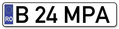 Placuta inmatriculare numar auto  B-24-MPA, B 24 MPA, B24MPA