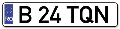 Placuta inmatriculare numar auto  B-24-TQN, B 24 TQN, B24TQN