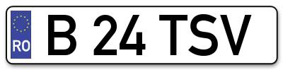 Placuta inmatriculare numar auto  B-24-TSV, B 24 TSV, B24TSV