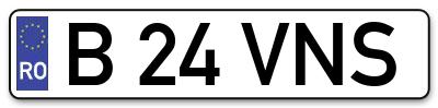 Placuta inmatriculare numar auto  B-24-VNS, B 24 VNS, B24VNS
