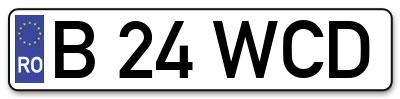 Placuta inmatriculare numar auto  B-24-WCD, B 24 WCD, B24WCD