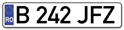 Placuta inmatriculare numar auto  B-242-JFZ, B 242 JFZ, B242JFZ