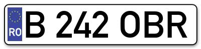 Placuta inmatriculare numar auto  B-242-OBR, B 242 OBR, B242OBR