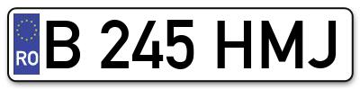 Placuta inmatriculare numar auto  B-245-HMJ, B 245 HMJ, B245HMJ