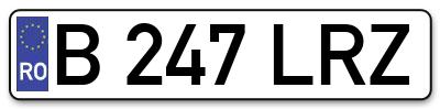 Placuta inmatriculare numar auto  B-247-LRZ, B 247 LRZ, B247LRZ