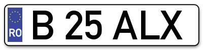 Placuta inmatriculare numar auto  B-25-ALX, B 25 ALX, B25ALX
