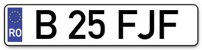 Placuta inmatriculare numar auto  B-25-FJF, B 25 FJF, B25FJF