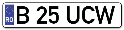 Placuta inmatriculare numar auto  B-25-UCW, B 25 UCW, B25UCW