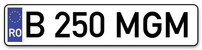 Placuta inmatriculare numar auto  B-250-MGM, B 250 MGM, B250MGM