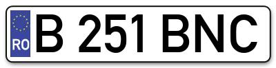 Placuta inmatriculare numar auto  B-251-BNC, B 251 BNC, B251BNC
