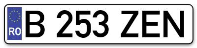 Placuta inmatriculare numar auto  B-253-ZEN, B 253 ZEN, B253ZEN