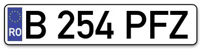 Placuta inmatriculare numar auto  B-254-PFZ, B 254 PFZ, B254PFZ