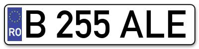 Placuta inmatriculare numar auto  B-255-ALE, B 255 ALE, B255ALE