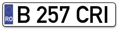 Placuta inmatriculare numar auto  B-257-CRI, B 257 CRI, B257CRI
