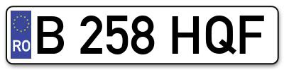 Placuta inmatriculare numar auto  B-258-HQF, B 258 HQF, B258HQF