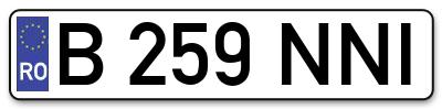 Placuta inmatriculare numar auto  B-259-NNI, B 259 NNI, B259NNI