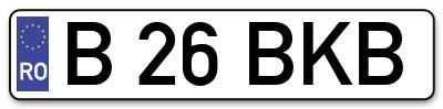 Placuta inmatriculare numar auto  B-26-BKB, B 26 BKB, B26BKB