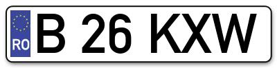 Placuta inmatriculare numar auto  B-26-KXW, B 26 KXW, B26KXW