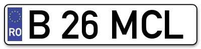 Placuta inmatriculare numar auto  B-26-MCL, B 26 MCL, B26MCL