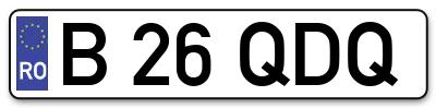Placuta inmatriculare numar auto  B-26-QDQ, B 26 QDQ, B26QDQ