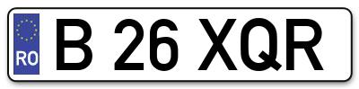 Placuta inmatriculare numar auto  B-26-XQR, B 26 XQR, B26XQR