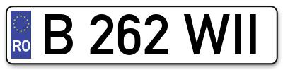 Placuta inmatriculare numar auto  B-262-WII, B 262 WII, B262WII