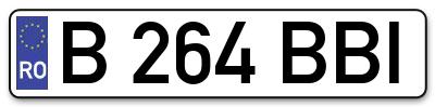 Placuta inmatriculare numar auto  B-264-BBI, B 264 BBI, B264BBI