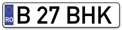 Placuta inmatriculare numar auto  B-27-BHK, B 27 BHK, B27BHK