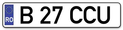 Placuta inmatriculare numar auto  B-27-CCU, B 27 CCU, B27CCU