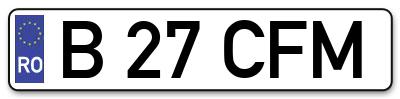 Placuta inmatriculare numar auto  B-27-CFM, B 27 CFM, B27CFM