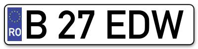 Placuta inmatriculare numar auto  B-27-EDW, B 27 EDW, B27EDW