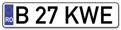 Placuta inmatriculare numar auto  B-27-KWE, B 27 KWE, B27KWE