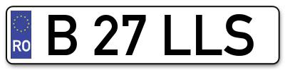 Placuta inmatriculare numar auto  B-27-LLS, B 27 LLS, B27LLS